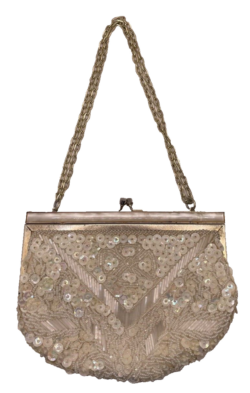 Vintage Partners By Mervyn's Beaded Iridescent Kiss Lock Purse
